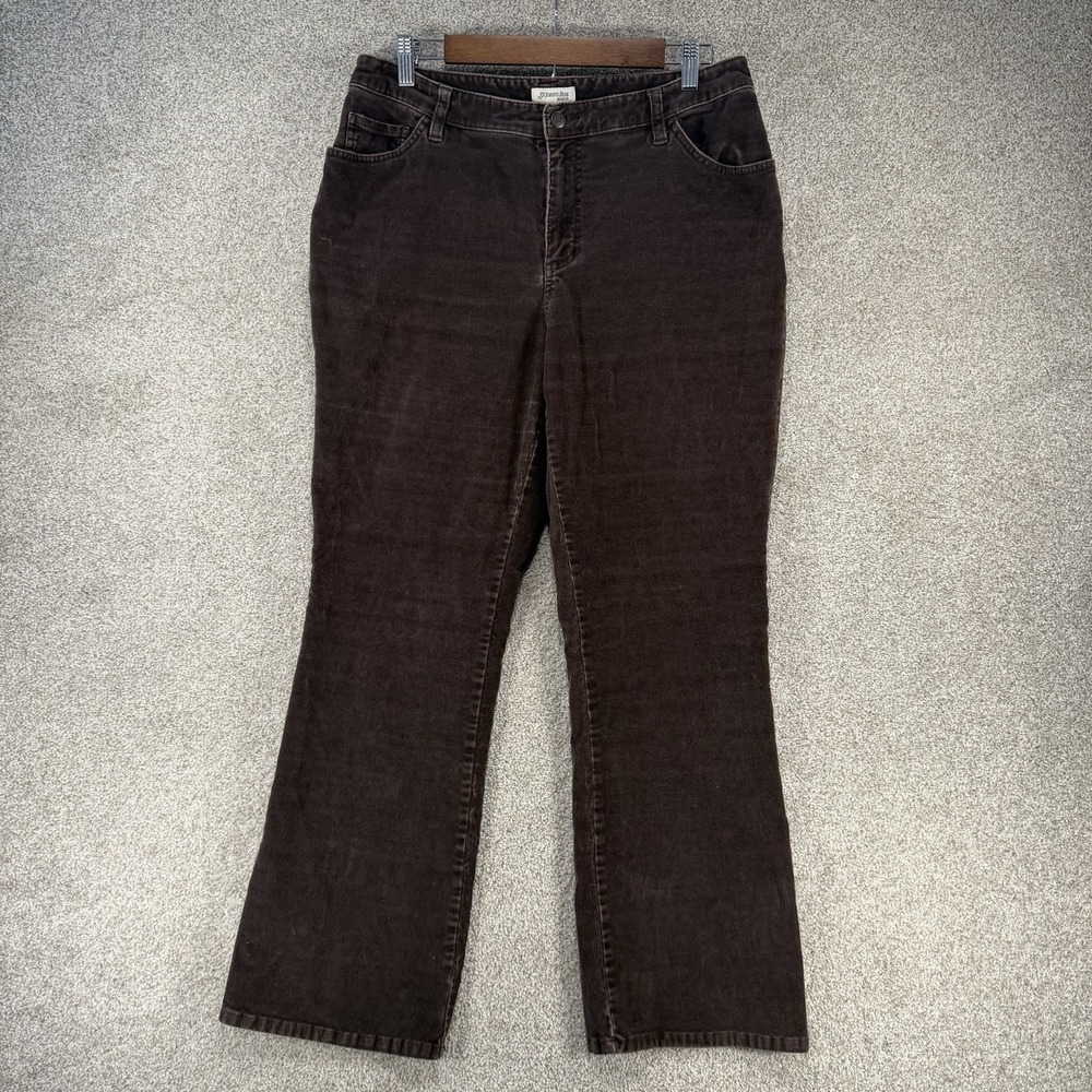 St. John's Bay Corduroy Pants Straight Leg Brown Sz 14 Grunge Cozy Acedamia